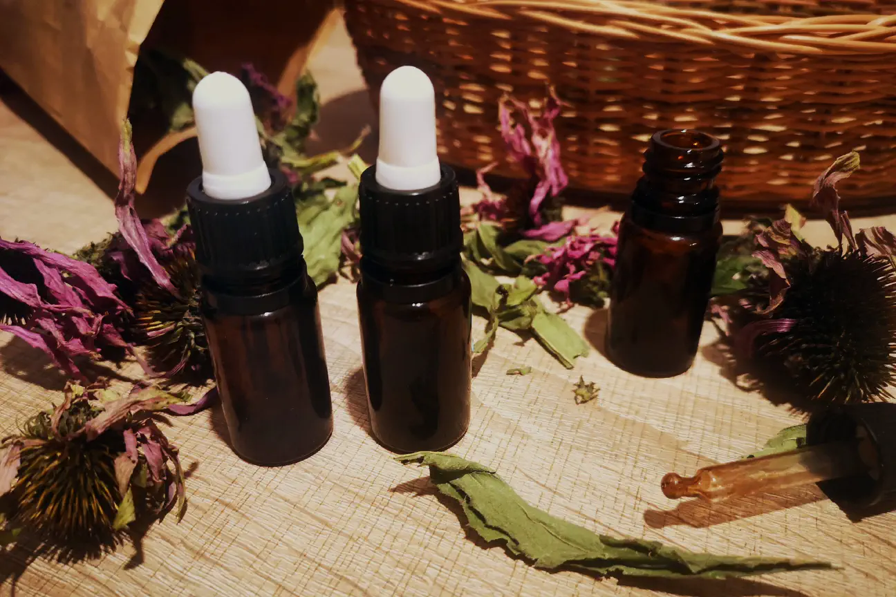 We store tinctures in small dark bottles in a cool, dark place.